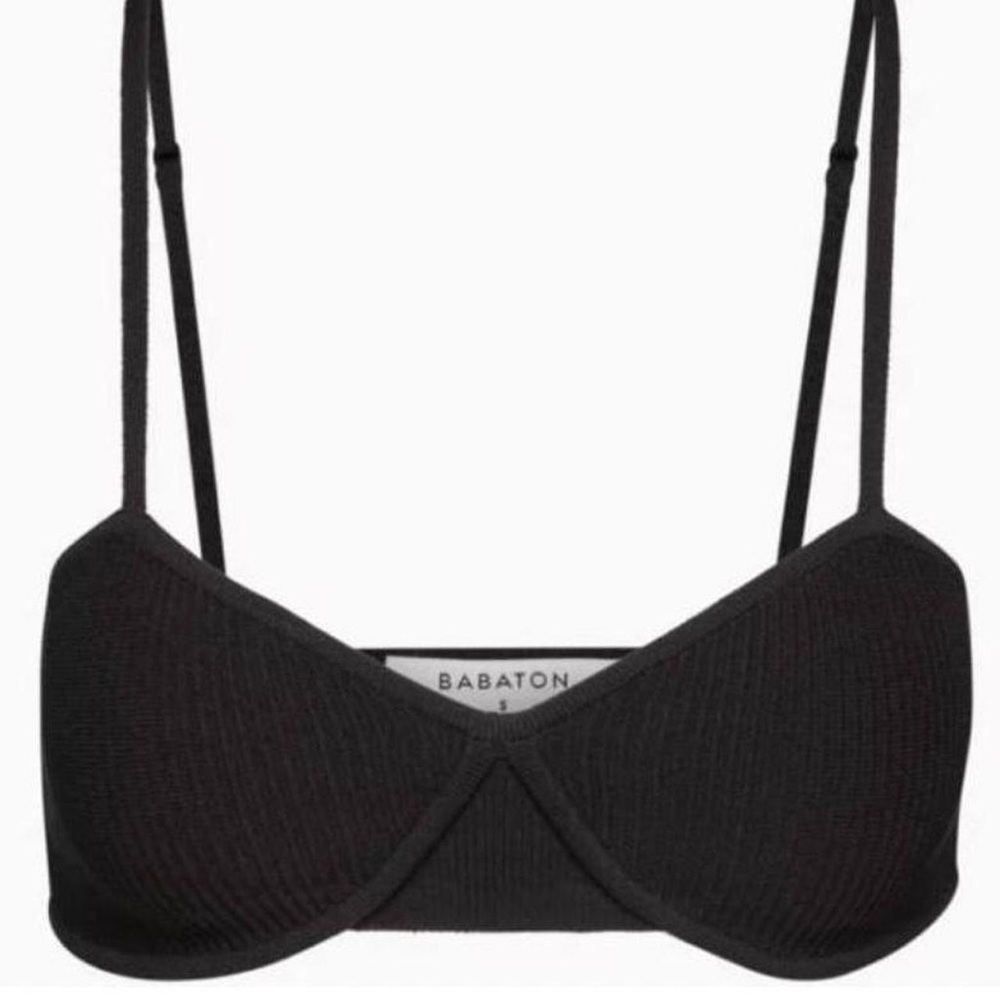 Aritzia Babaton sculpt knit bra top black